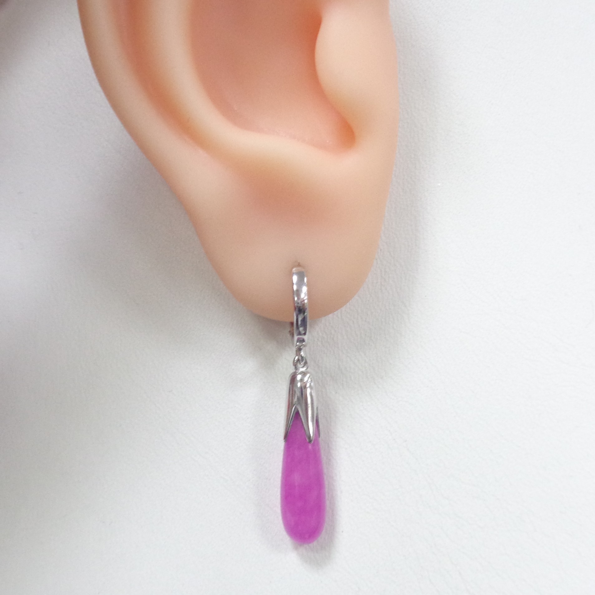 Серебряные серьги-конго с жадеитами